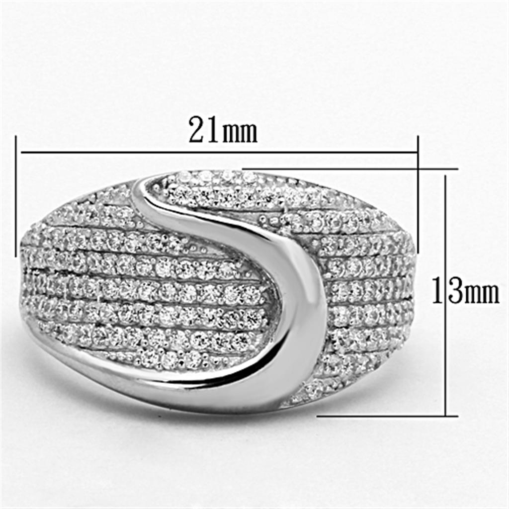 TS148 - Rhodium 925 Sterling Silver Ring with AAA Grade CZ  in Clear LuxuryLifeWay Online Store