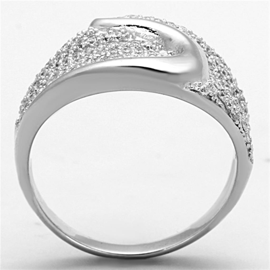 TS148 - Rhodium 925 Sterling Silver Ring with AAA Grade CZ  in Clear LuxuryLifeWay Online Store