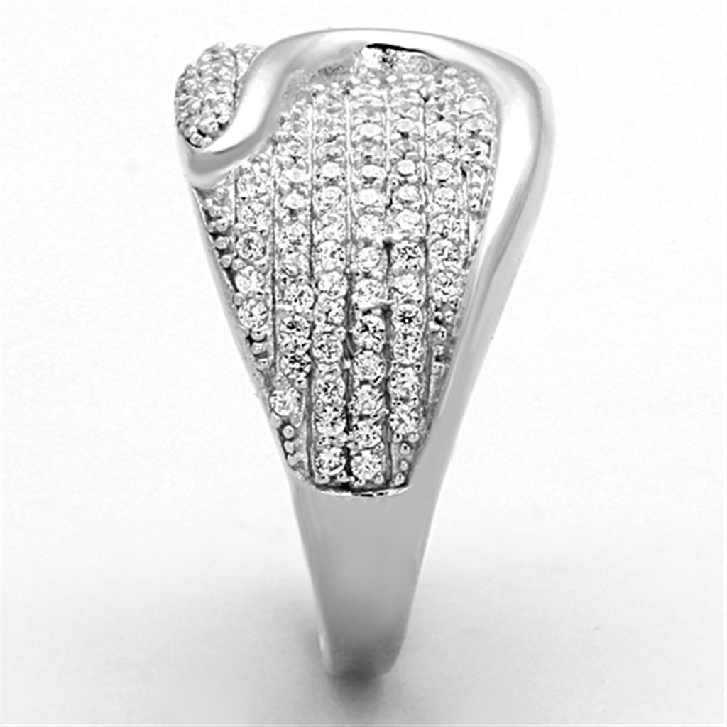TS148 - Rhodium 925 Sterling Silver Ring with AAA Grade CZ  in Clear LuxuryLifeWay Online Store