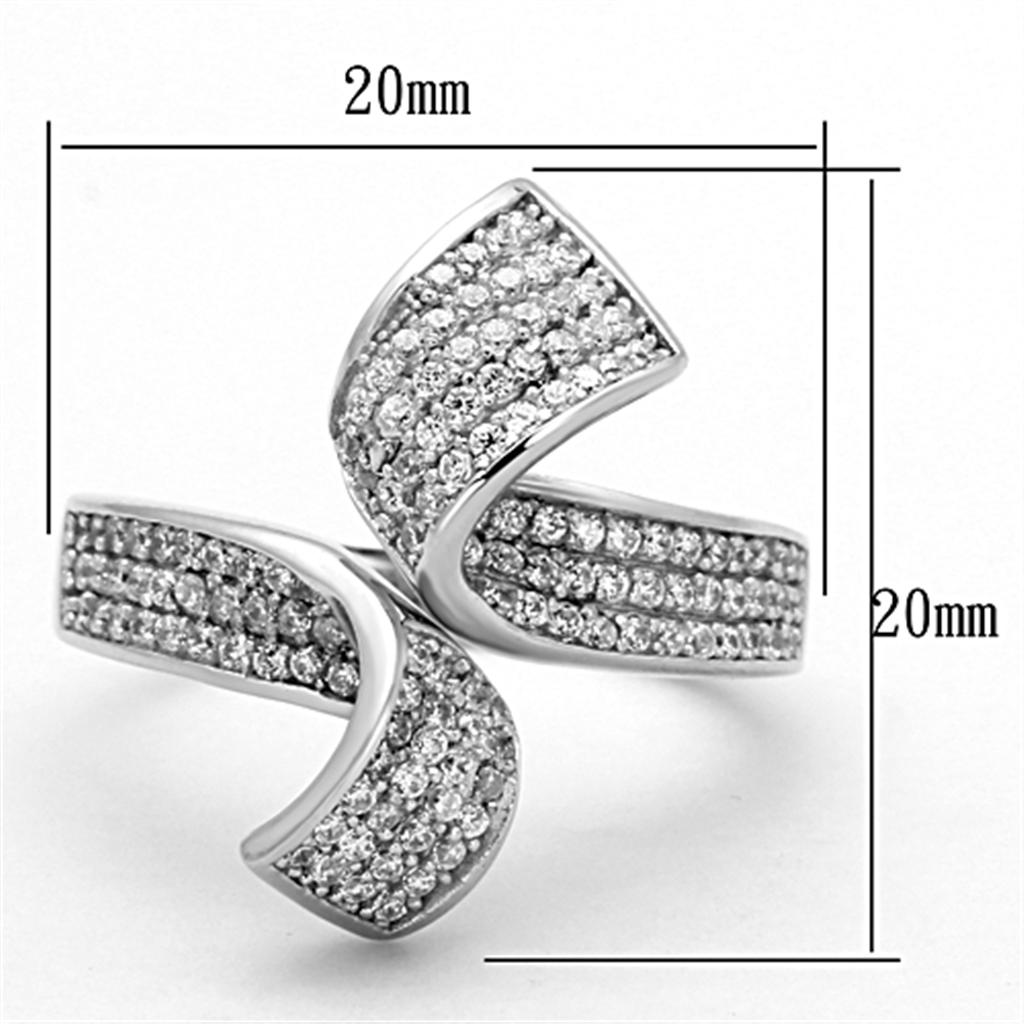 TS150 - Rhodium 925 Sterling Silver Ring with AAA Grade CZ  in Clear LuxuryLifeWay Online Store