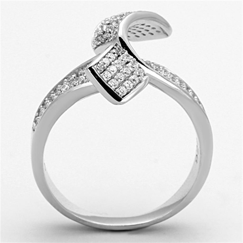 TS150 - Rhodium 925 Sterling Silver Ring with AAA Grade CZ  in Clear LuxuryLifeWay Online Store