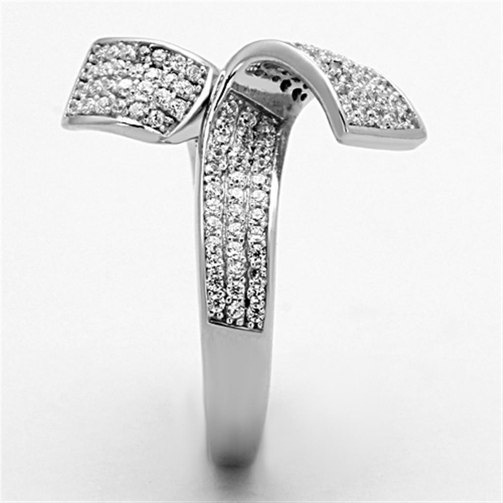 TS150 - Rhodium 925 Sterling Silver Ring with AAA Grade CZ  in Clear LuxuryLifeWay Online Store