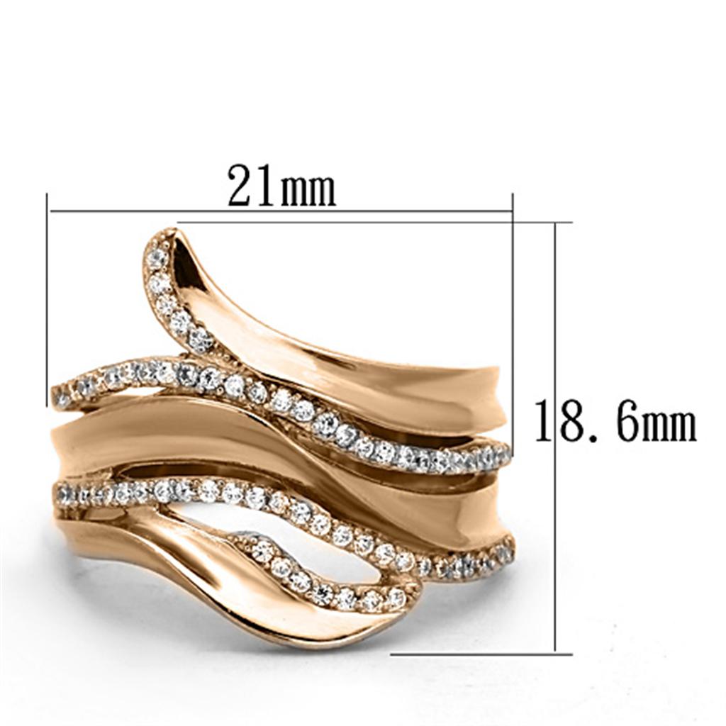 TS168 - Rose Gold 925 Sterling Silver Ring with AAA Grade CZ  in Clear LuxuryLifeWay Online Store