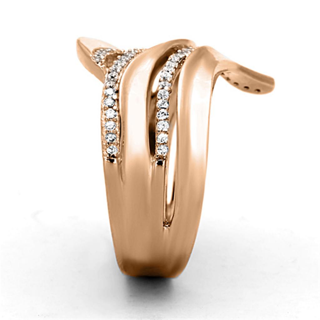 TS168 - Rose Gold 925 Sterling Silver Ring with AAA Grade CZ  in Clear LuxuryLifeWay Online Store