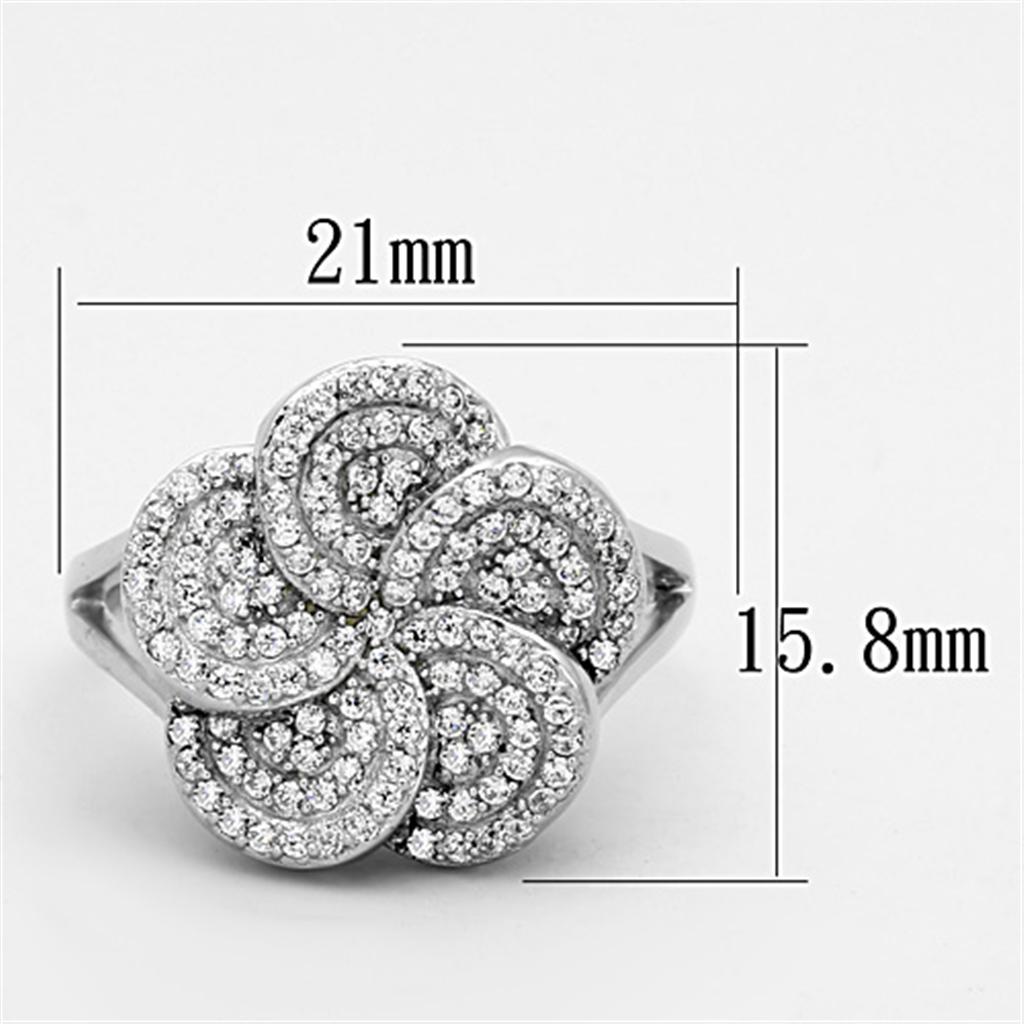 TS171 - Rhodium 925 Sterling Silver Ring with AAA Grade CZ  in Clear LuxuryLifeWay Online Store