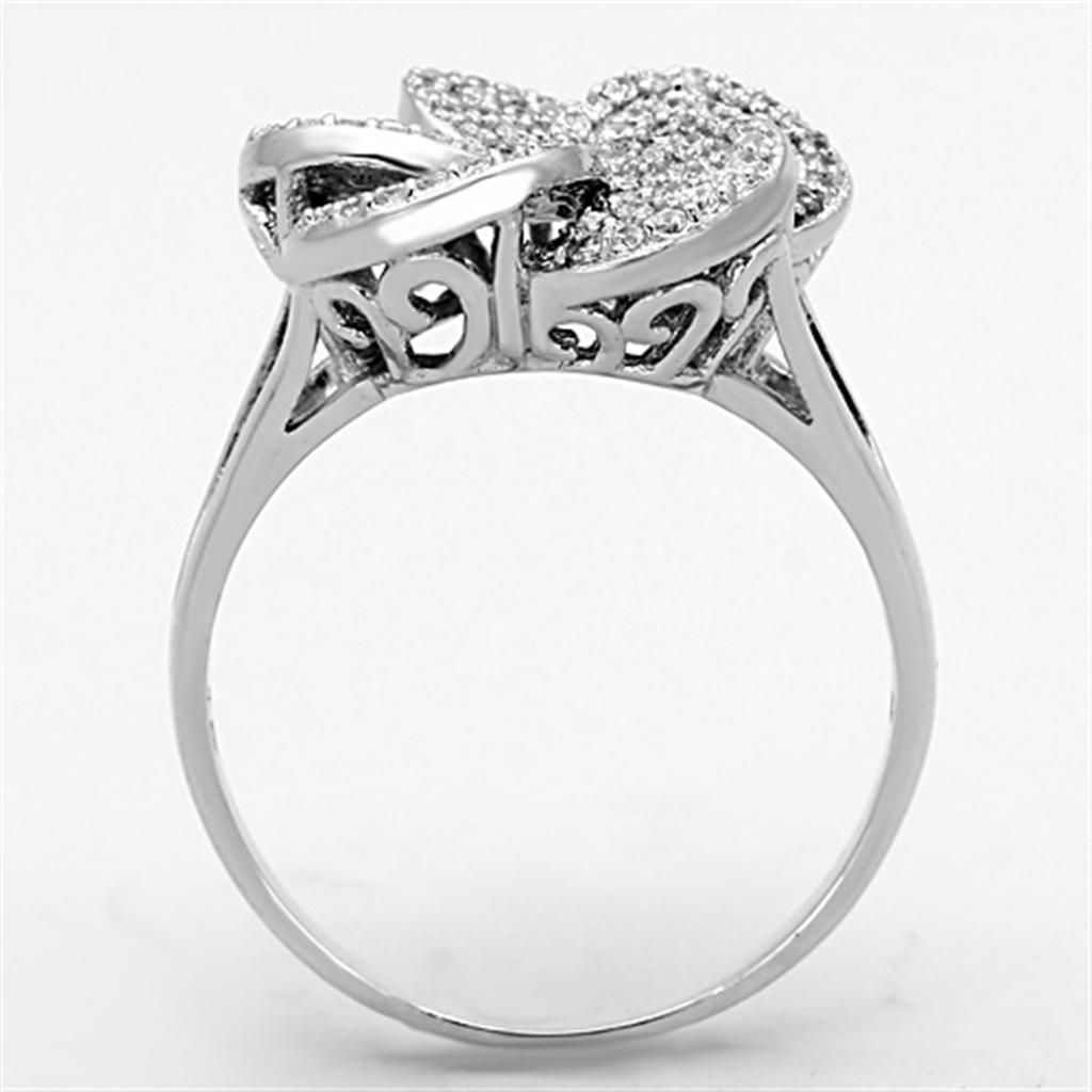 TS171 - Rhodium 925 Sterling Silver Ring with AAA Grade CZ  in Clear LuxuryLifeWay Online Store