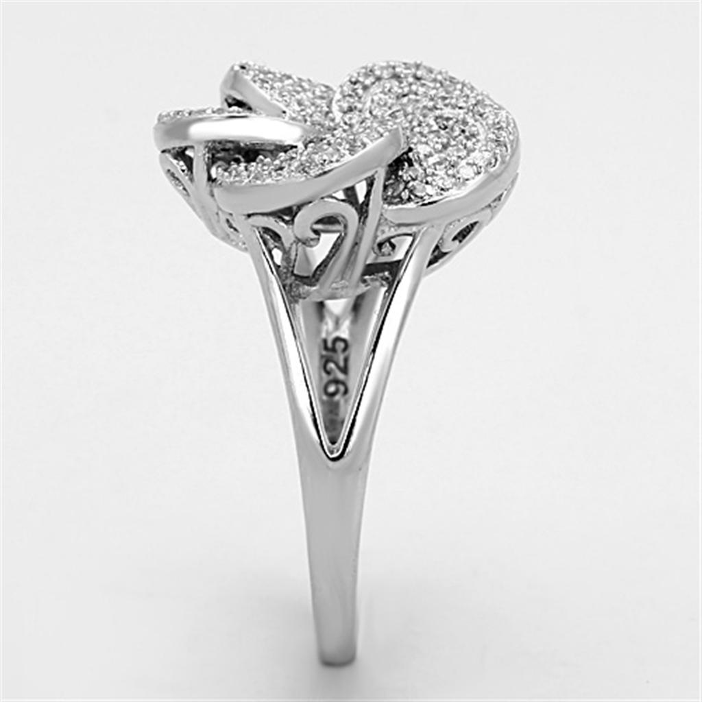 TS171 - Rhodium 925 Sterling Silver Ring with AAA Grade CZ  in Clear LuxuryLifeWay Online Store