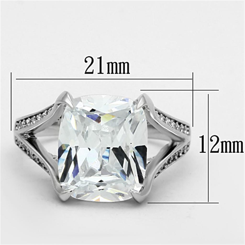 TS174 - Rhodium 925 Sterling Silver Ring with AAA Grade CZ  in Clear LuxuryLifeWay Online Store