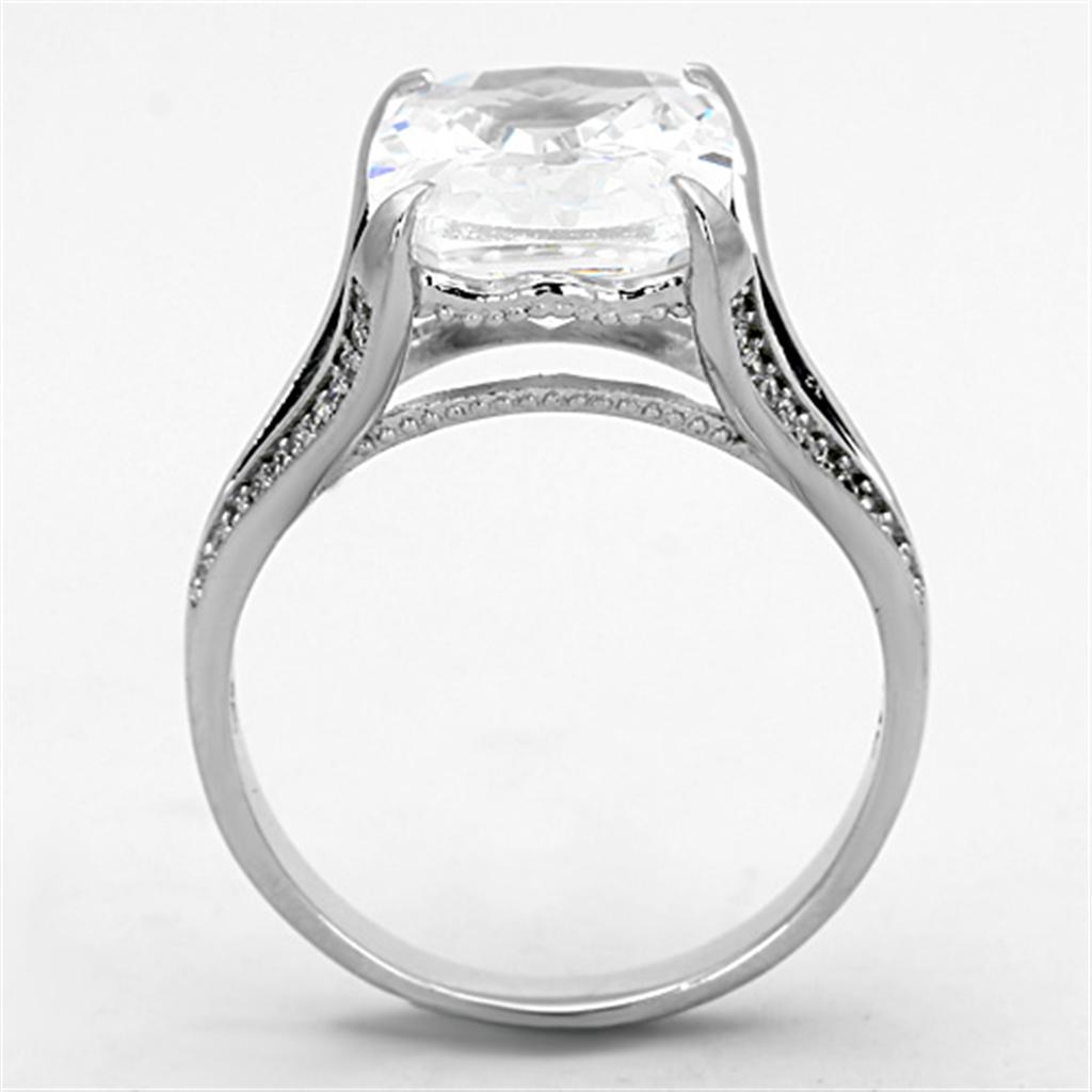 TS174 - Rhodium 925 Sterling Silver Ring with AAA Grade CZ  in Clear LuxuryLifeWay Online Store