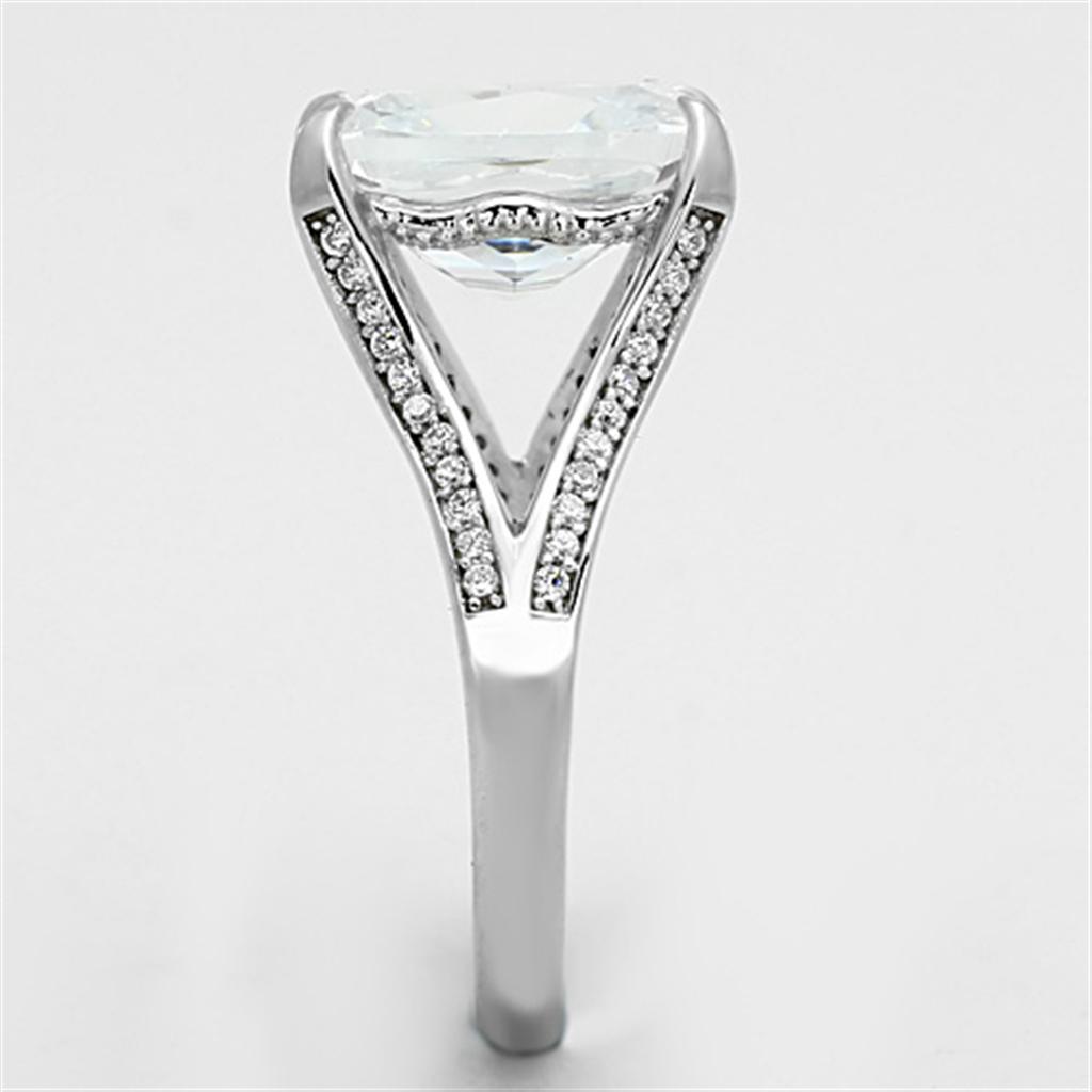 TS174 - Rhodium 925 Sterling Silver Ring with AAA Grade CZ  in Clear LuxuryLifeWay Online Store