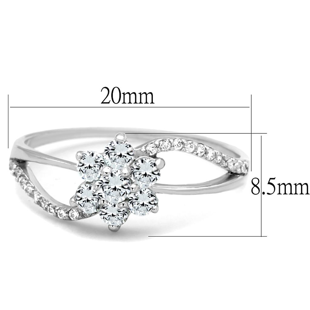 TS182 - Rhodium 925 Sterling Silver Ring with AAA Grade CZ  in Clear LuxuryLifeWay Online Store