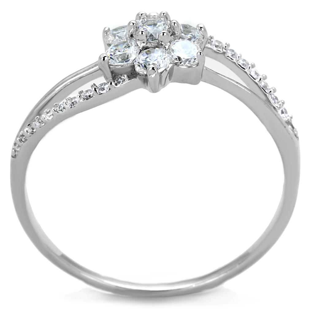 TS182 - Rhodium 925 Sterling Silver Ring with AAA Grade CZ  in Clear LuxuryLifeWay Online Store