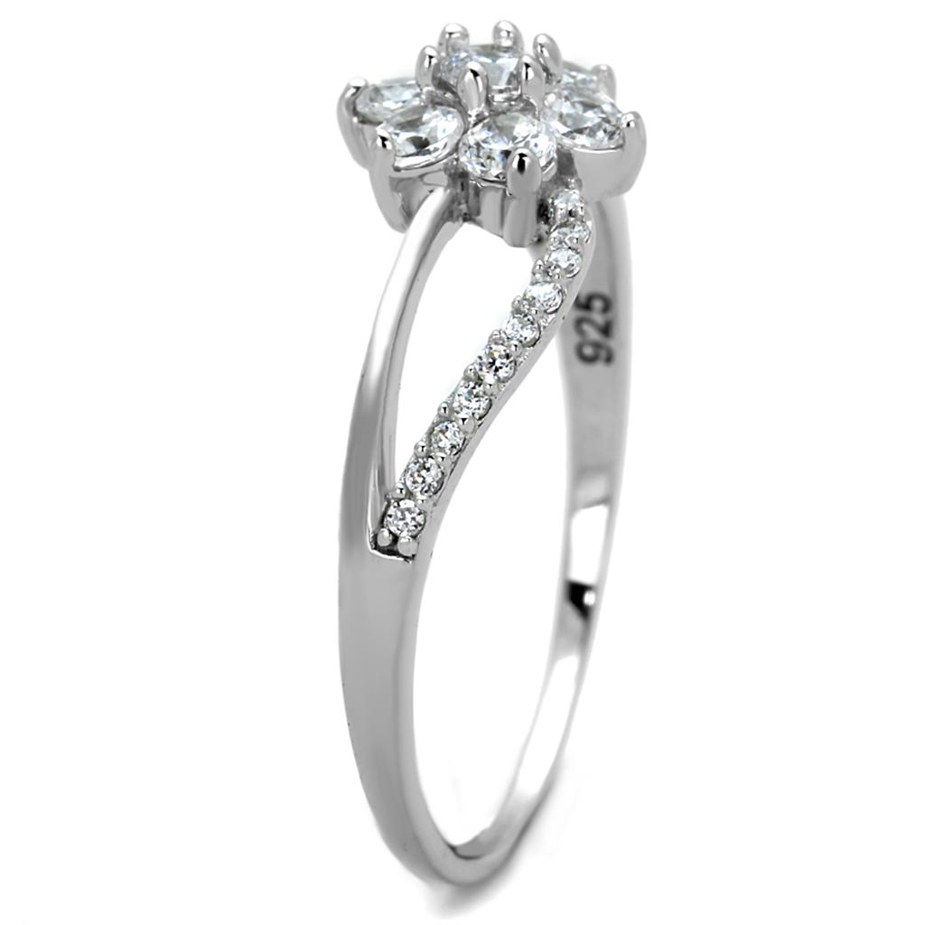 TS182 - Rhodium 925 Sterling Silver Ring with AAA Grade CZ  in Clear LuxuryLifeWay Online Store