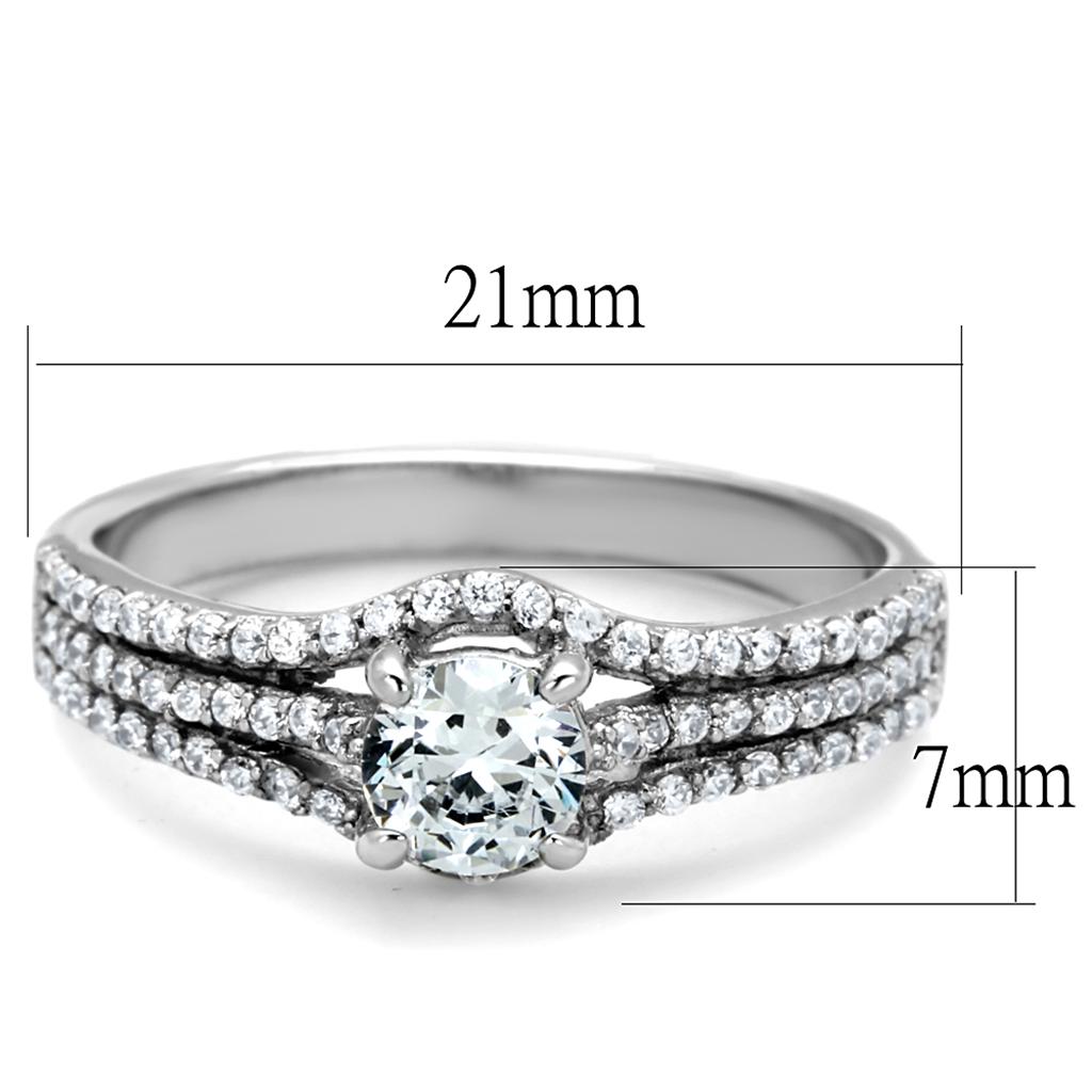 TS188 - Rhodium 925 Sterling Silver Ring with AAA Grade CZ  in Clear LuxuryLifeWay Online Store