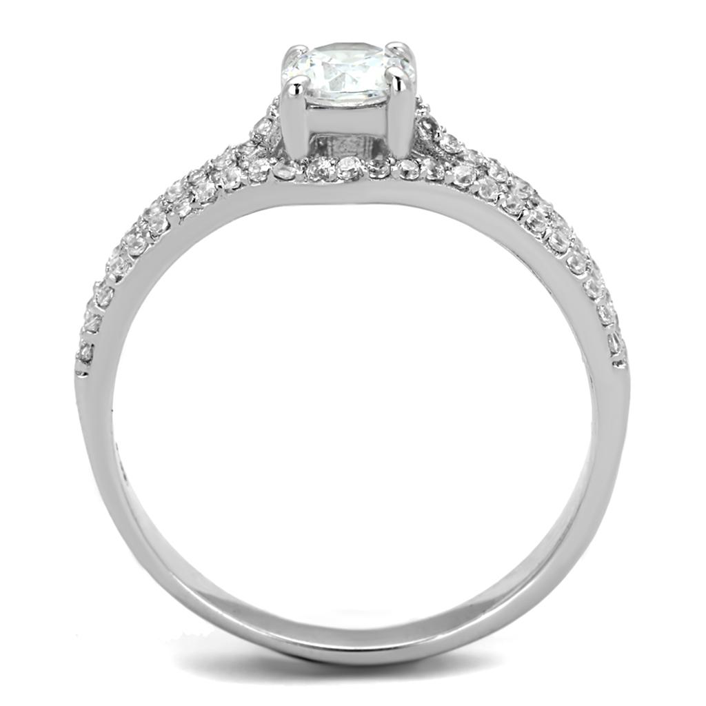 TS188 - Rhodium 925 Sterling Silver Ring with AAA Grade CZ  in Clear LuxuryLifeWay Online Store
