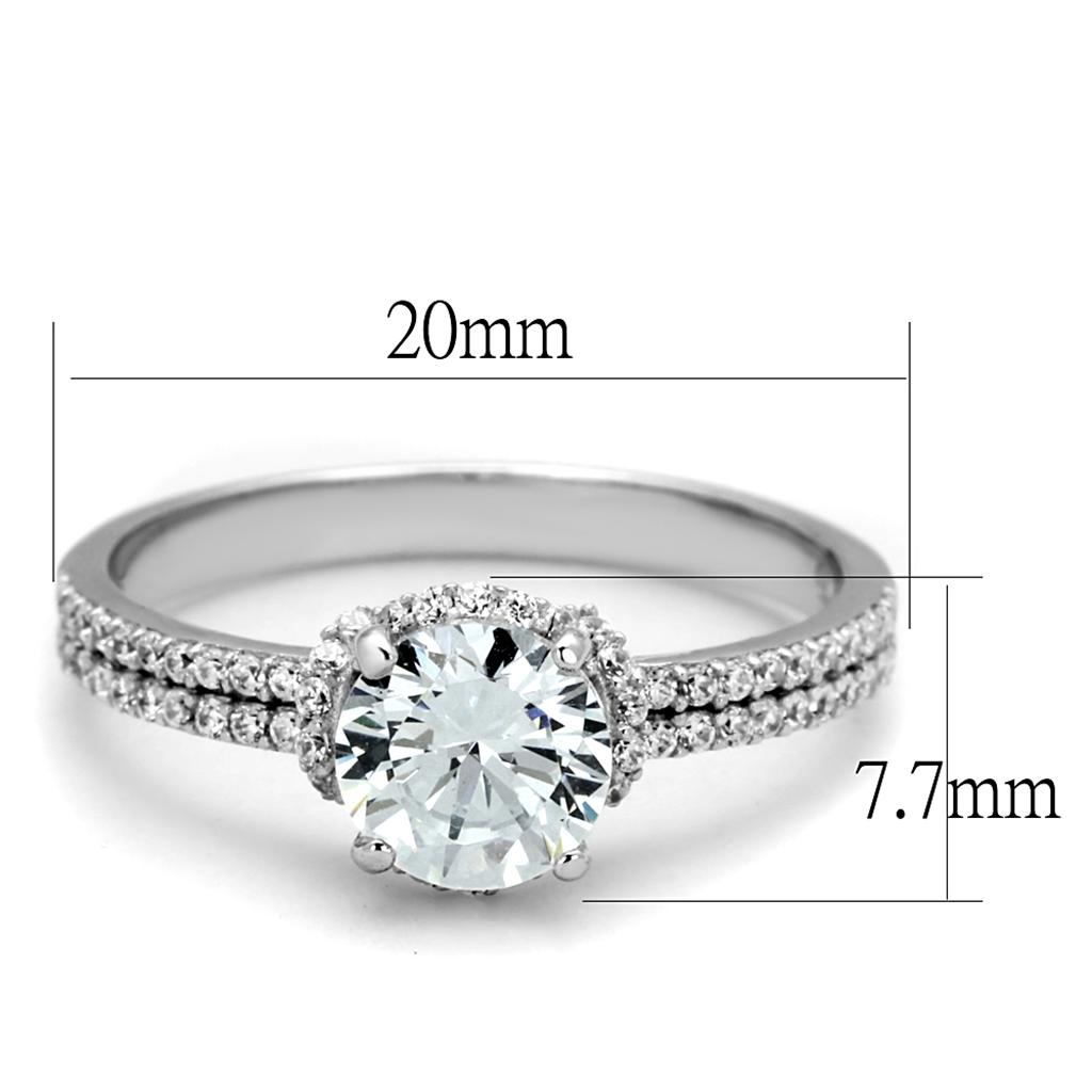 TS197 - Rhodium 925 Sterling Silver Ring with AAA Grade CZ  in Clear LuxuryLifeWay Online Store