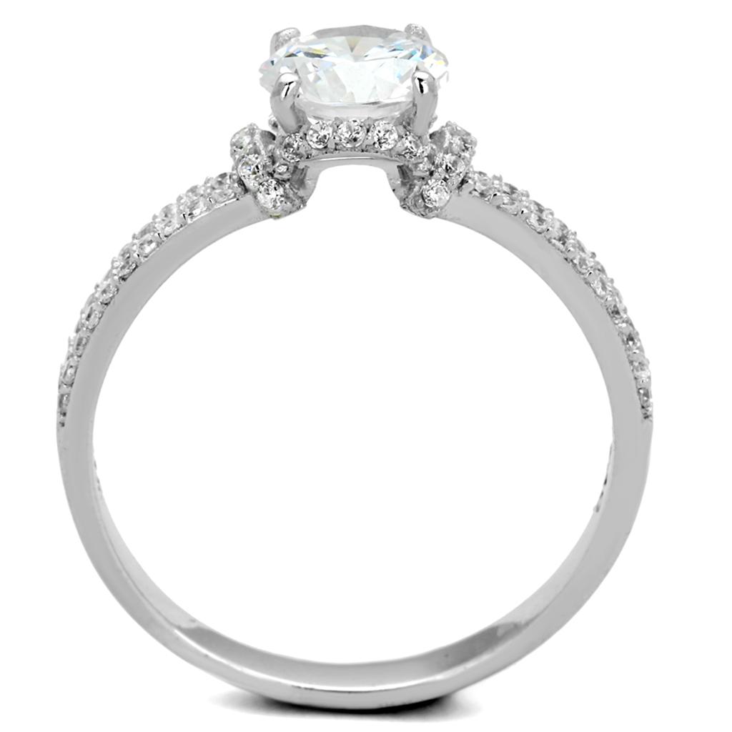 TS197 - Rhodium 925 Sterling Silver Ring with AAA Grade CZ  in Clear LuxuryLifeWay Online Store