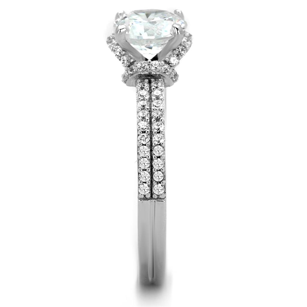 TS197 - Rhodium 925 Sterling Silver Ring with AAA Grade CZ  in Clear LuxuryLifeWay Online Store