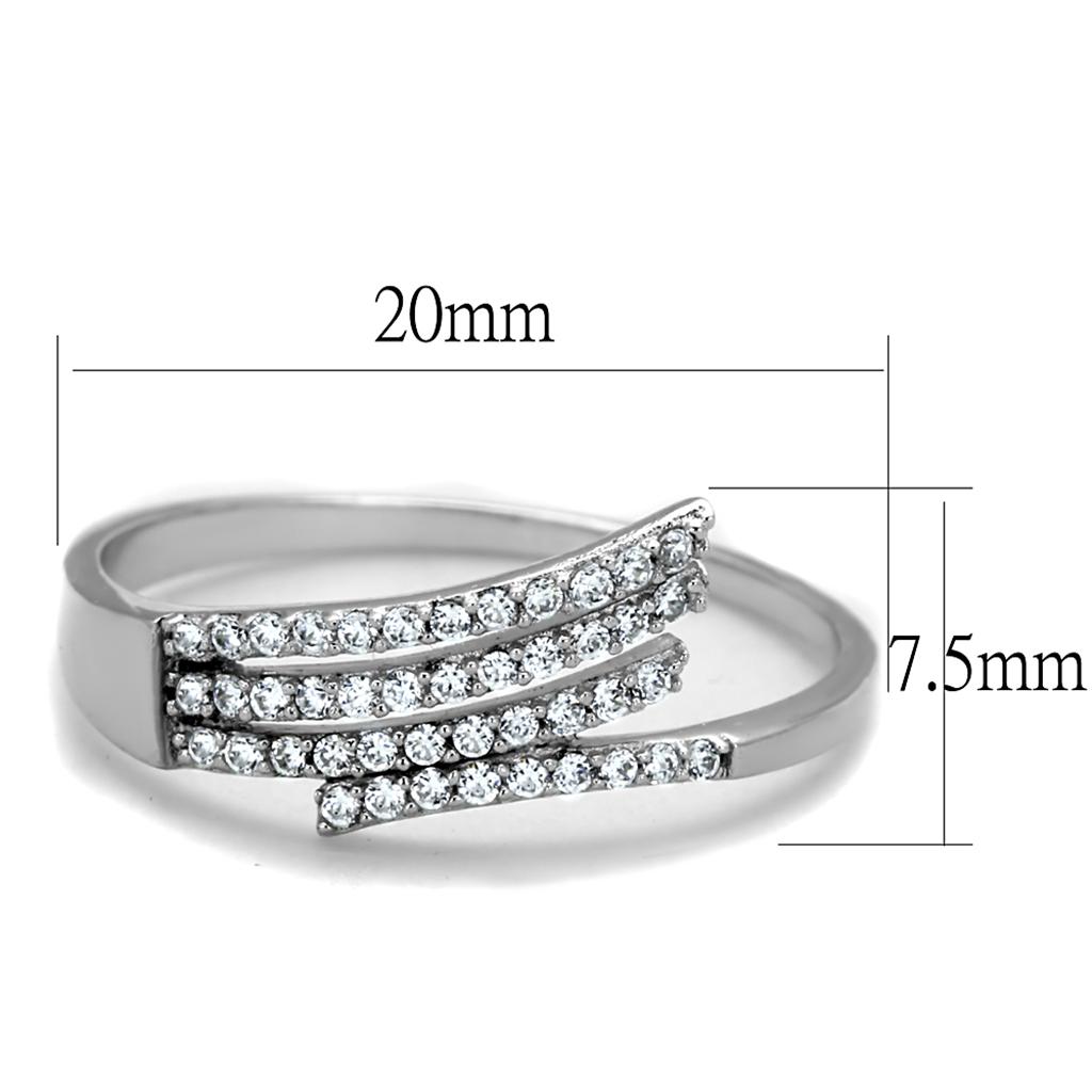 TS203 - Rhodium 925 Sterling Silver Ring with AAA Grade CZ  in Clear LuxuryLifeWay Online Store