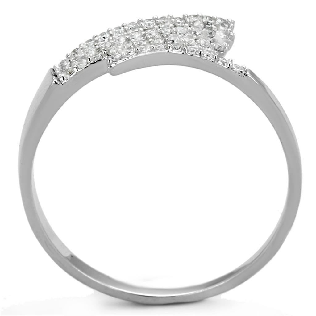 TS203 - Rhodium 925 Sterling Silver Ring with AAA Grade CZ  in Clear LuxuryLifeWay Online Store