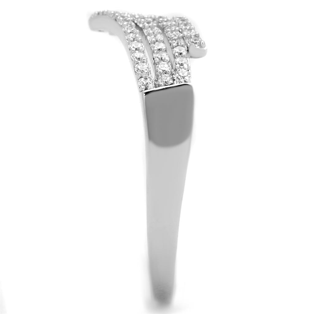 TS203 - Rhodium 925 Sterling Silver Ring with AAA Grade CZ  in Clear LuxuryLifeWay Online Store