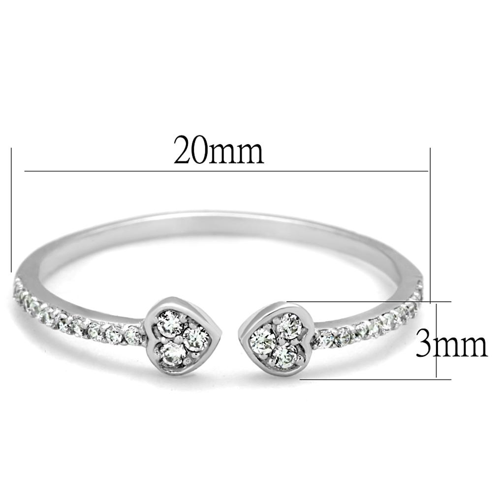 TS205 - Rhodium 925 Sterling Silver Ring with AAA Grade CZ  in Clear LuxuryLifeWay Online Store