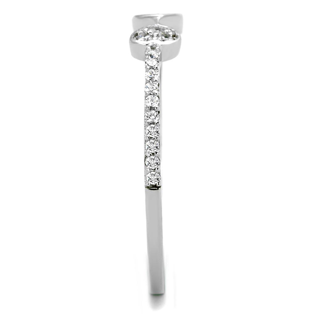TS205 - Rhodium 925 Sterling Silver Ring with AAA Grade CZ  in Clear LuxuryLifeWay Online Store