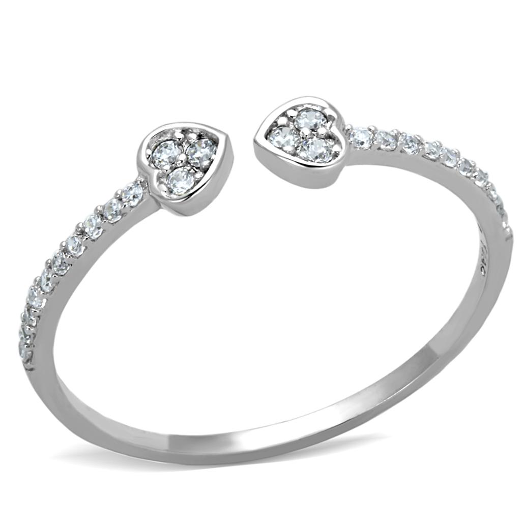 TS205 - Rhodium 925 Sterling Silver Ring with AAA Grade CZ  in Clear LuxuryLifeWay Online Store