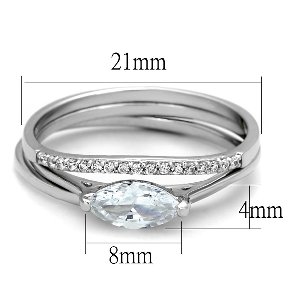 TS208 - Rhodium 925 Sterling Silver Ring with AAA Grade CZ  in Clear LuxuryLifeWay Online Store