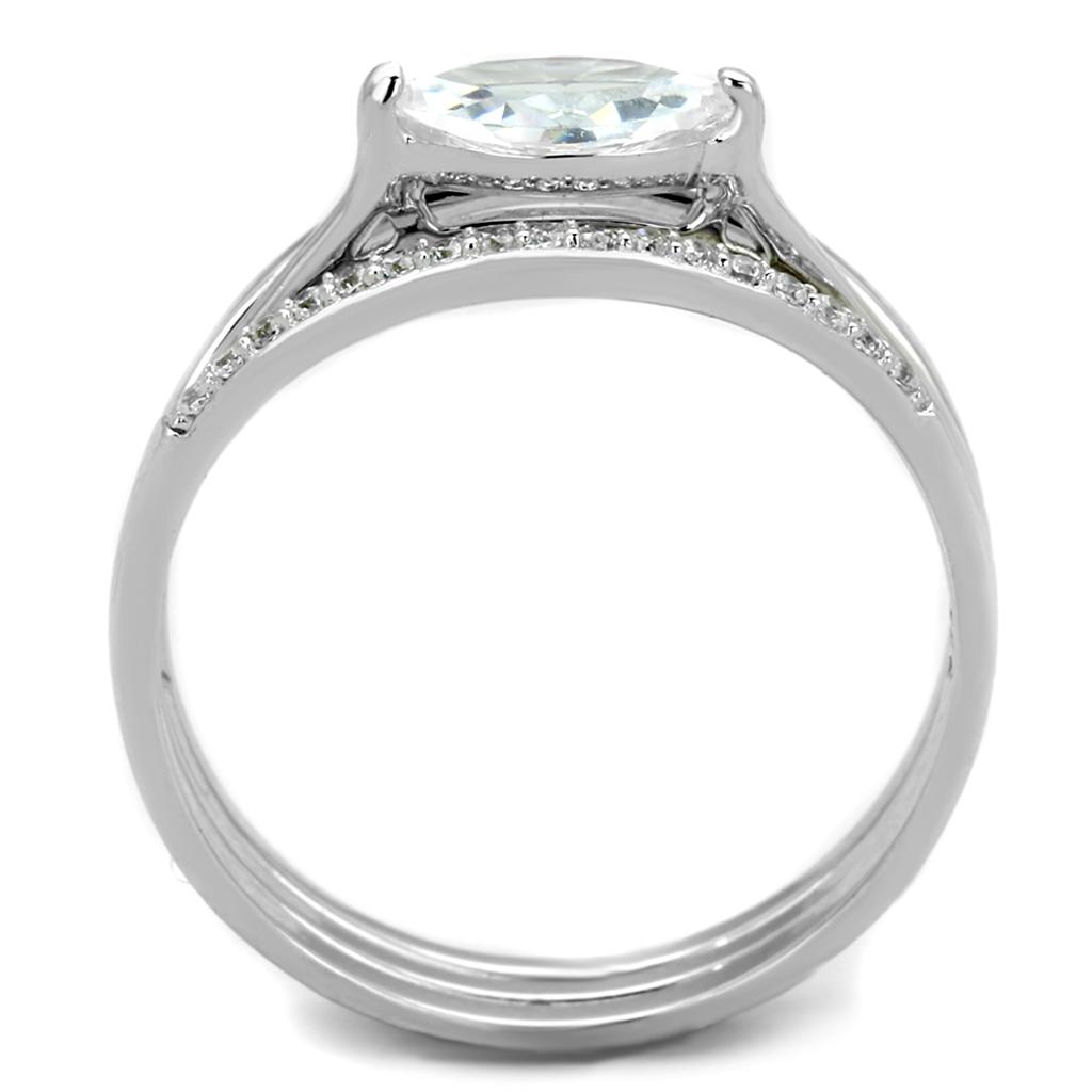 TS208 - Rhodium 925 Sterling Silver Ring with AAA Grade CZ  in Clear LuxuryLifeWay Online Store