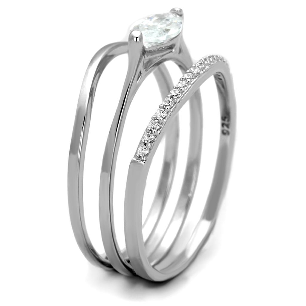 TS208 - Rhodium 925 Sterling Silver Ring with AAA Grade CZ  in Clear LuxuryLifeWay Online Store