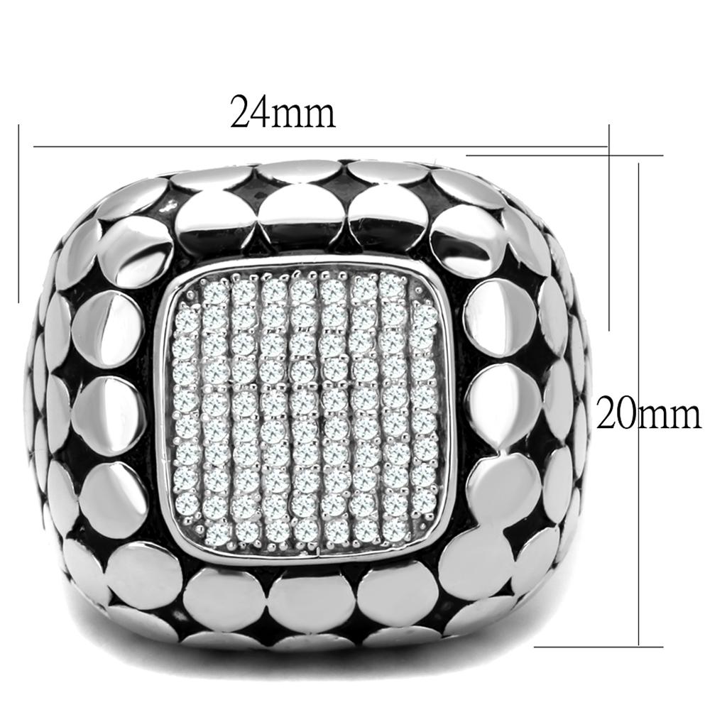 TS215 - Rhodium 925 Sterling Silver Ring with AAA Grade CZ  in Clear LuxuryLifeWay Online Store