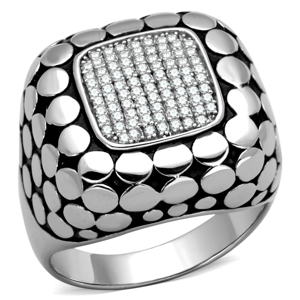 TS215 - Rhodium 925 Sterling Silver Ring with AAA Grade CZ  in Clear LuxuryLifeWay Online Store