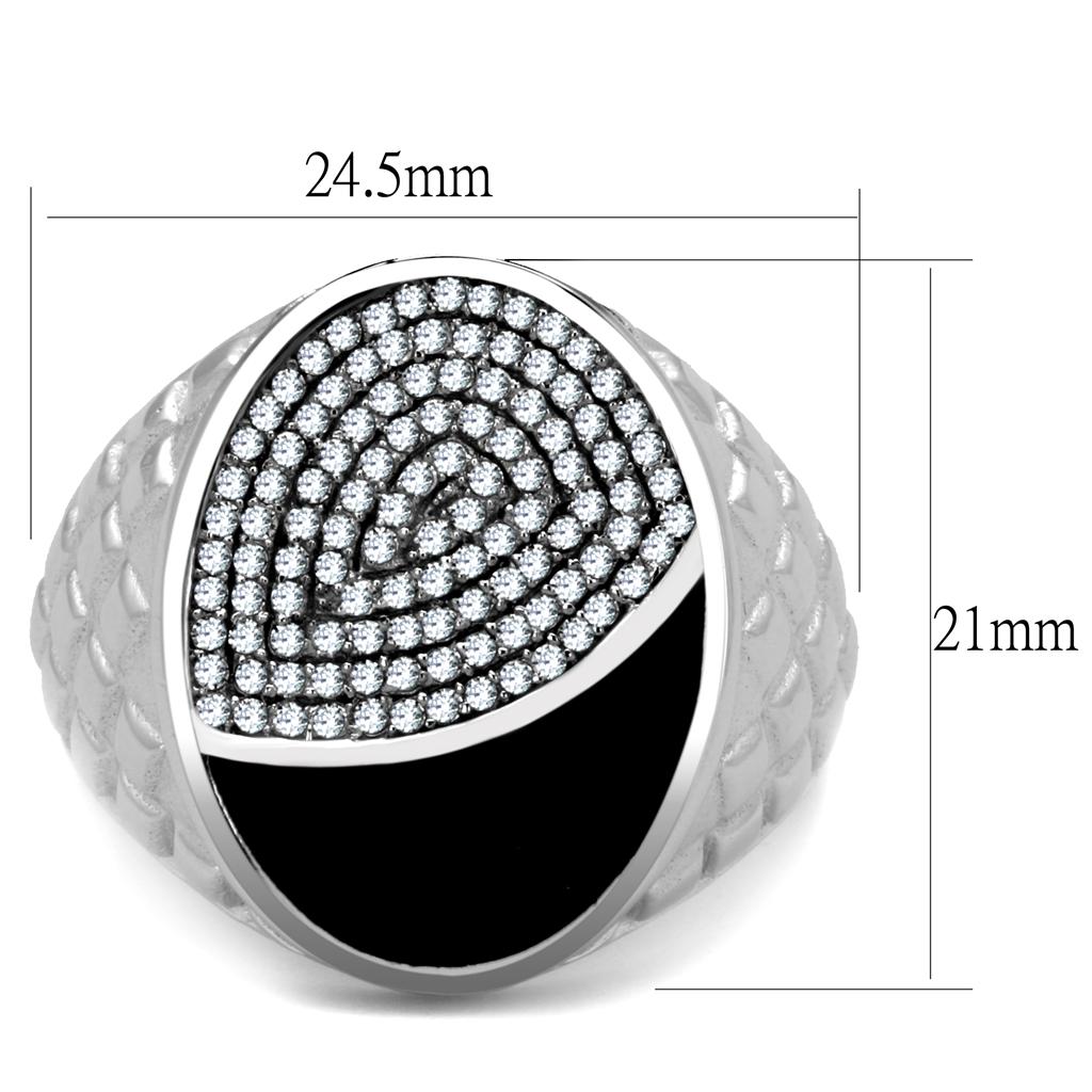 TS216 - Rhodium 925 Sterling Silver Ring with AAA Grade CZ  in Clear LuxuryLifeWay Online Store