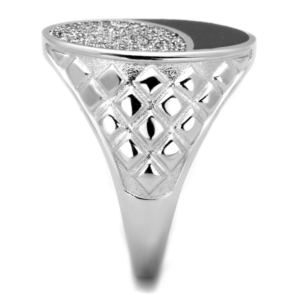 TS216 - Rhodium 925 Sterling Silver Ring with AAA Grade CZ  in Clear LuxuryLifeWay Online Store
