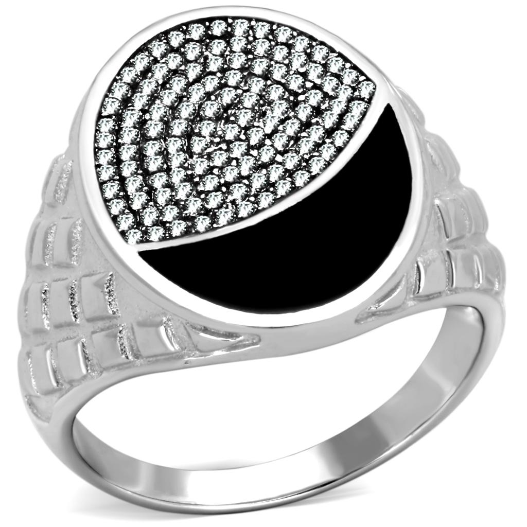 TS216 - Rhodium 925 Sterling Silver Ring with AAA Grade CZ  in Clear LuxuryLifeWay Online Store