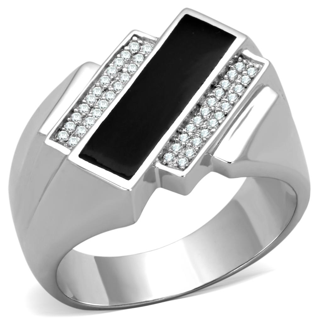TS218 - Rhodium 925 Sterling Silver Ring with AAA Grade CZ  in Clear LuxuryLifeWay Online Store