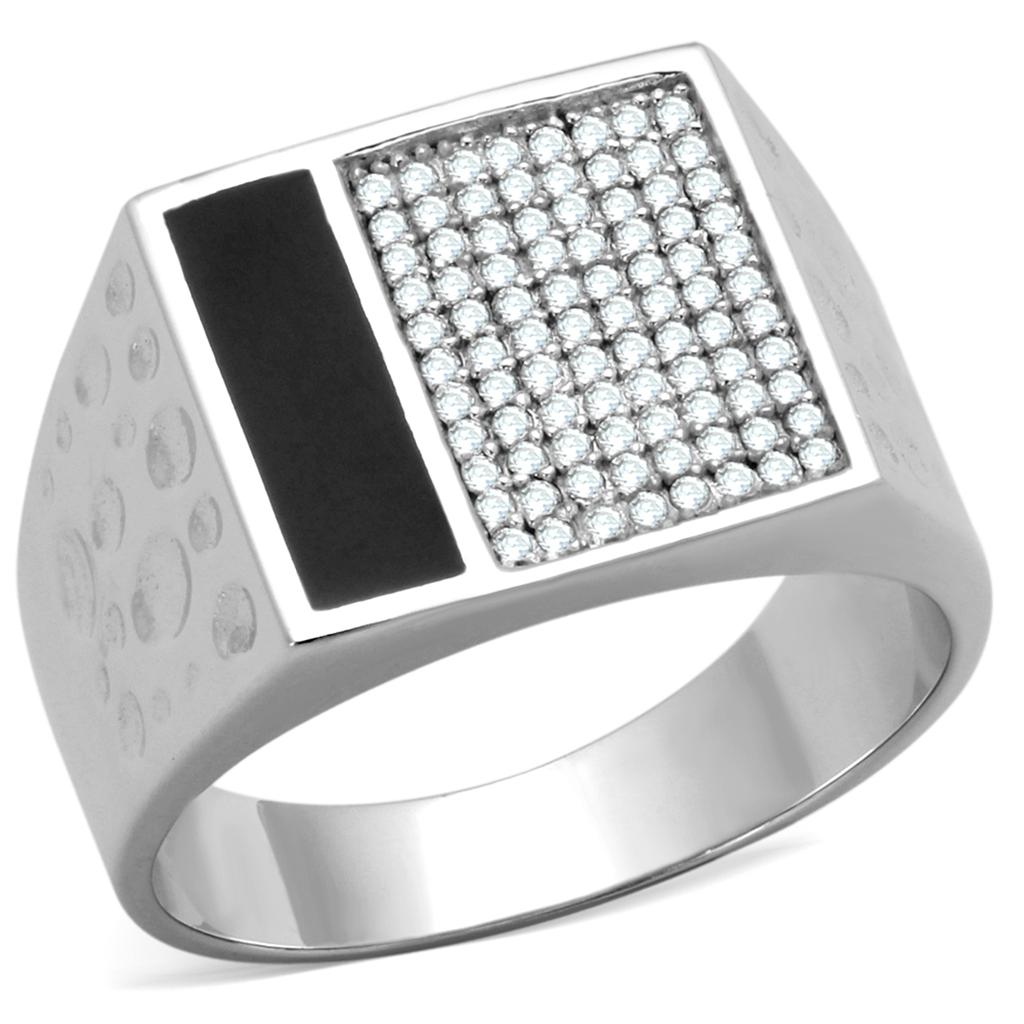 TS219 - Rhodium 925 Sterling Silver Ring with AAA Grade CZ  in Clear LuxuryLifeWay Online Store