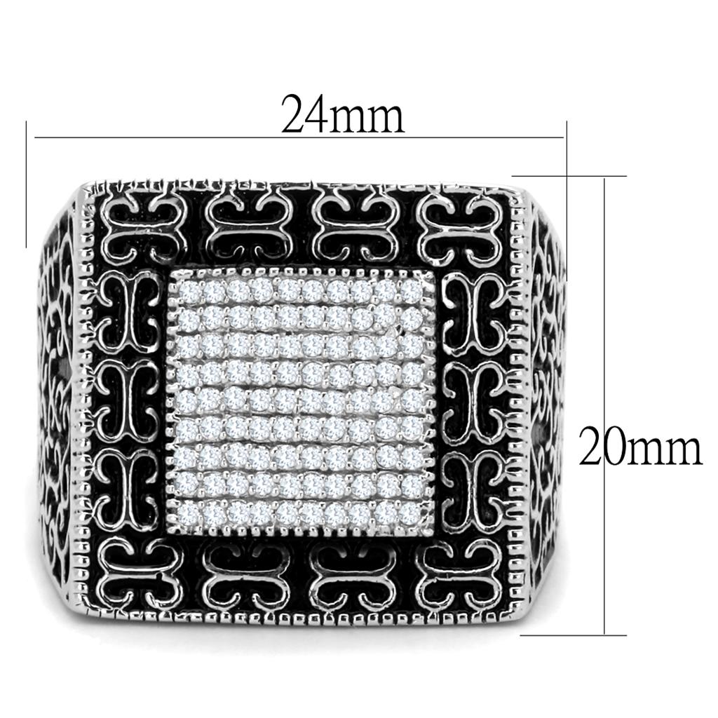 TS221 - Rhodium 925 Sterling Silver Ring with AAA Grade CZ  in Clear LuxuryLifeWay Online Store
