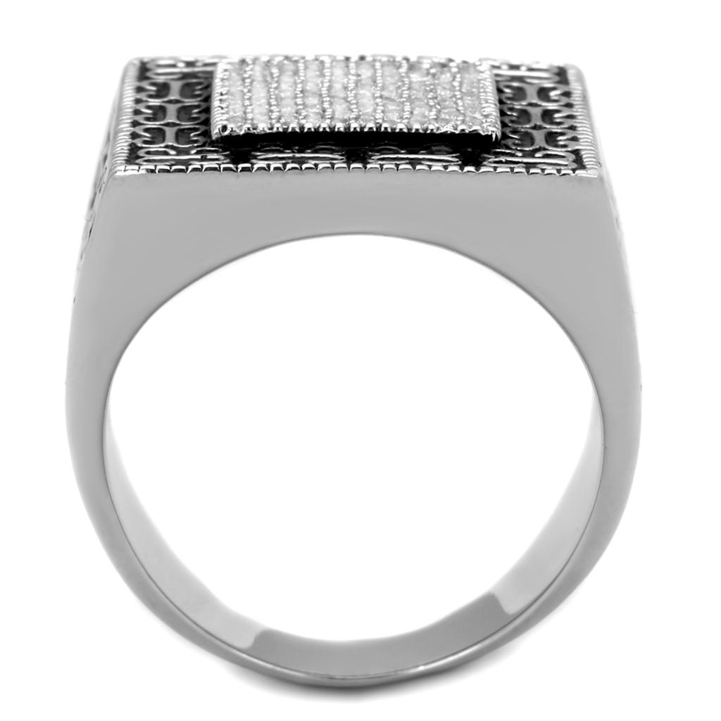 TS221 - Rhodium 925 Sterling Silver Ring with AAA Grade CZ  in Clear LuxuryLifeWay Online Store