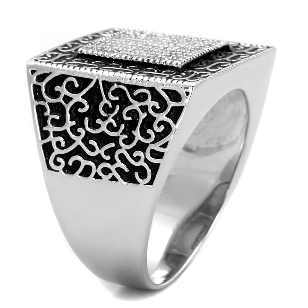 TS221 - Rhodium 925 Sterling Silver Ring with AAA Grade CZ  in Clear LuxuryLifeWay Online Store