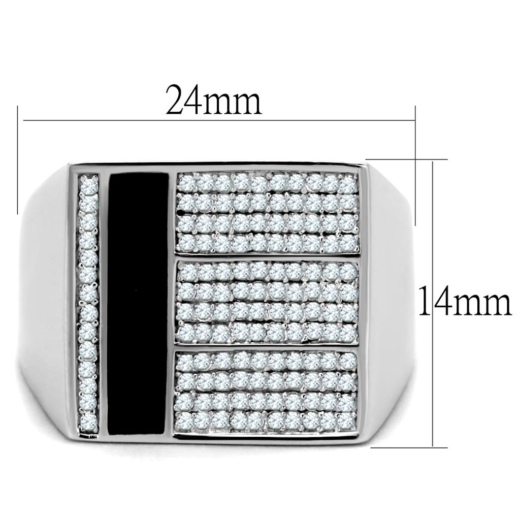 TS222 - Rhodium 925 Sterling Silver Ring with AAA Grade CZ  in Clear LuxuryLifeWay Online Store