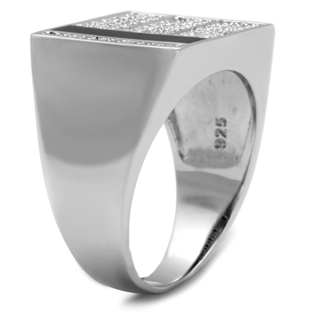TS222 - Rhodium 925 Sterling Silver Ring with AAA Grade CZ  in Clear LuxuryLifeWay Online Store