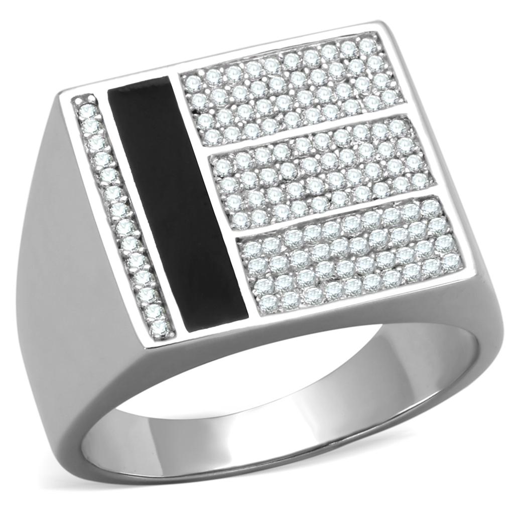 TS222 - Rhodium 925 Sterling Silver Ring with AAA Grade CZ  in Clear LuxuryLifeWay Online Store