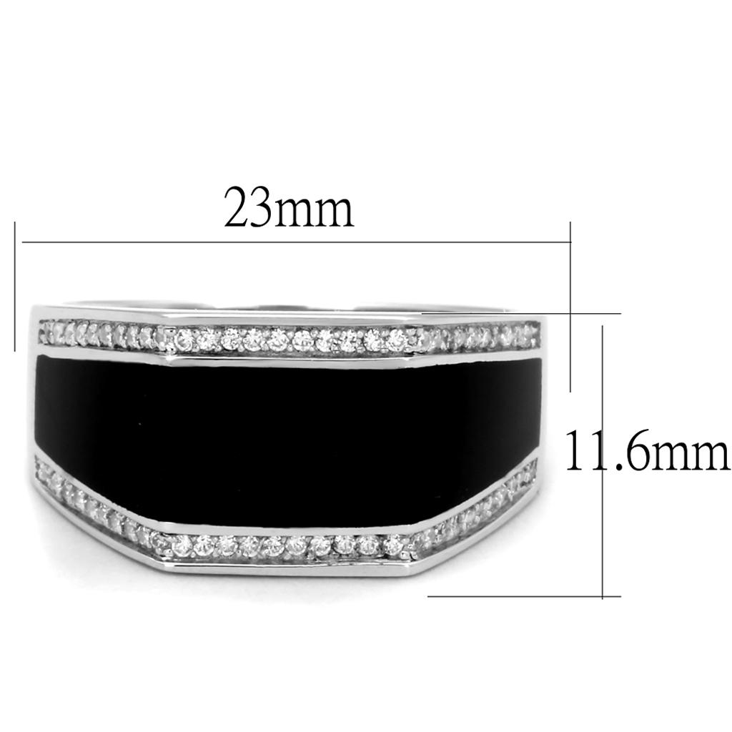 TS223 - Rhodium 925 Sterling Silver Ring with AAA Grade CZ  in Clear LuxuryLifeWay Online Store