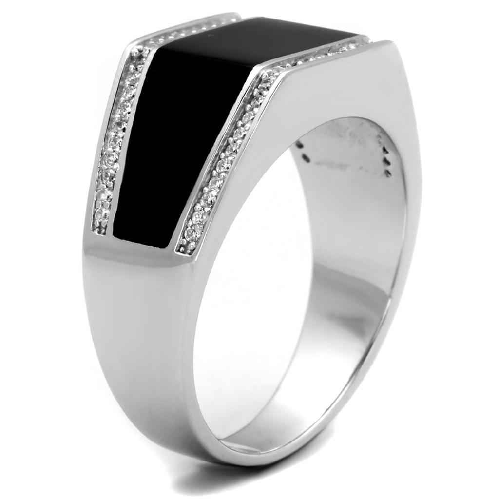 TS223 - Rhodium 925 Sterling Silver Ring with AAA Grade CZ  in Clear LuxuryLifeWay Online Store