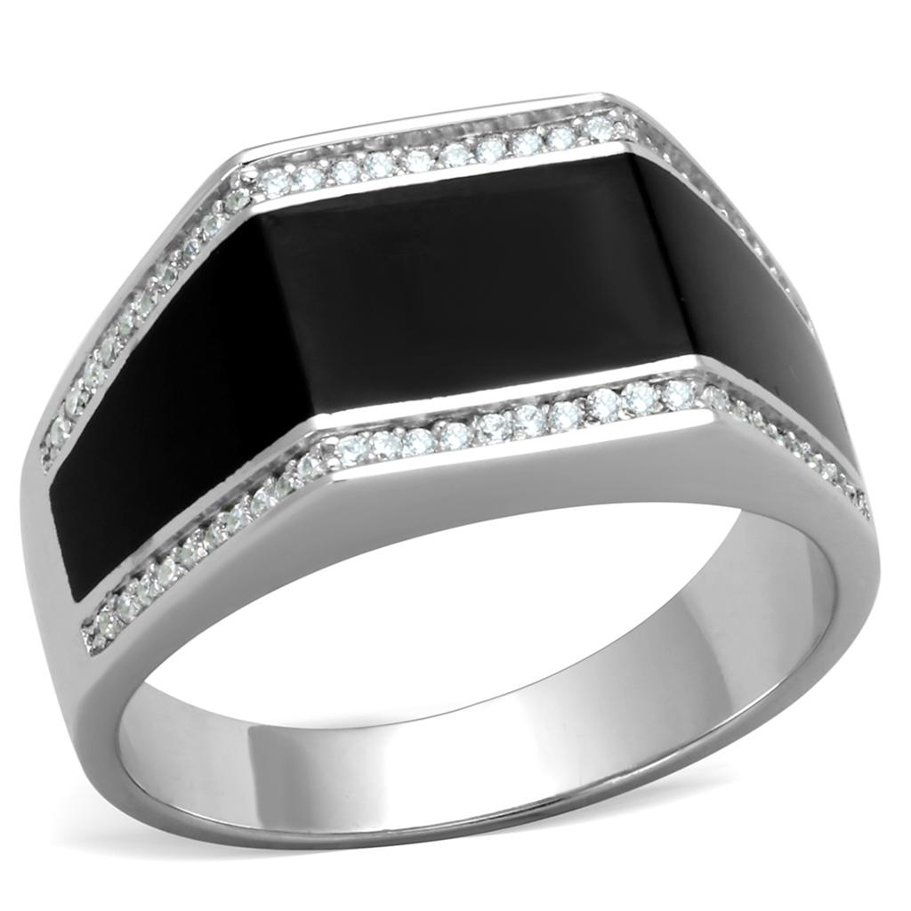 TS223 - Rhodium 925 Sterling Silver Ring with AAA Grade CZ  in Clear LuxuryLifeWay Online Store
