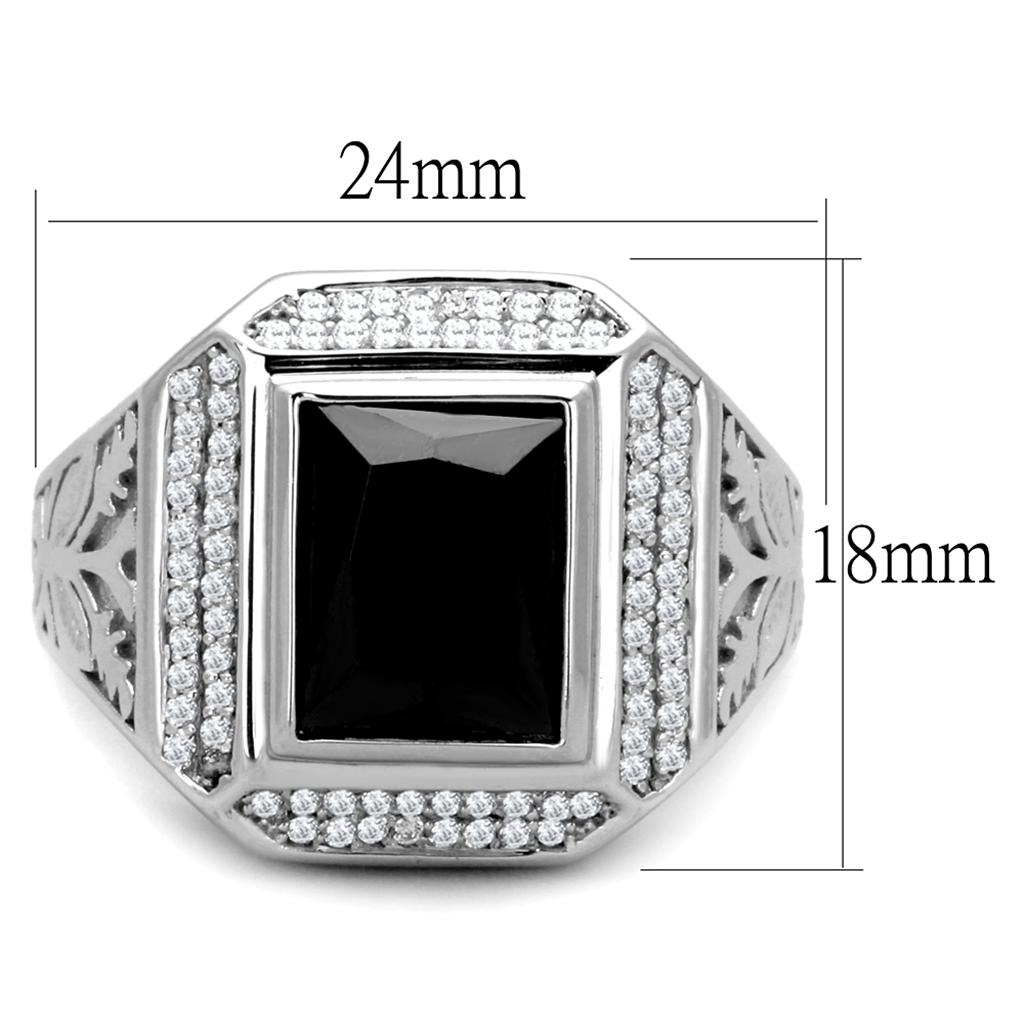 TS224 - Rhodium 925 Sterling Silver Ring with AAA Grade CZ  in Black Diamond LuxuryLifeWay Online Store
