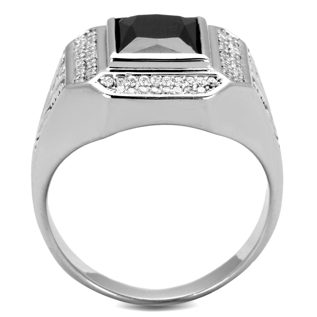 TS224 - Rhodium 925 Sterling Silver Ring with AAA Grade CZ  in Black Diamond LuxuryLifeWay Online Store