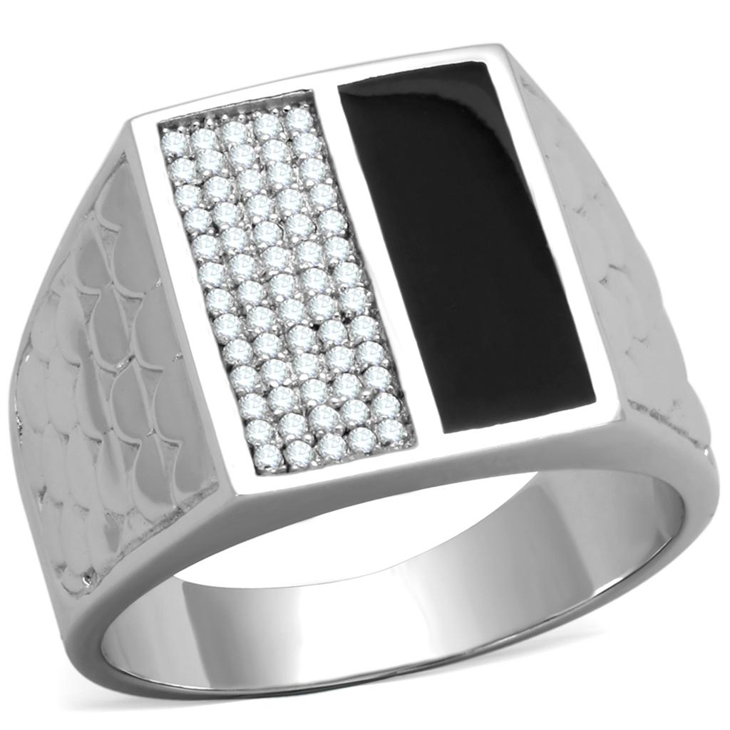TS226 - Rhodium 925 Sterling Silver Ring with AAA Grade CZ  in Clear LuxuryLifeWay Online Store